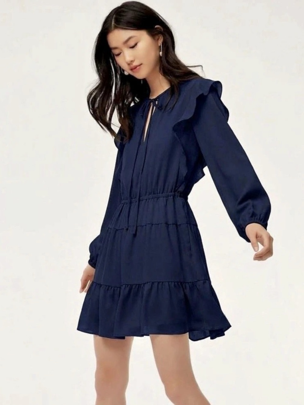 Wilfred Marvelle Ruffle Mini Dress – Sky Captain Navy, Size Small